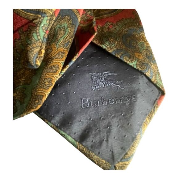 Burberry London Tie Men's Paisley Geometric 100% Silk Equestrian Necktie Career - Picture 9 of 11